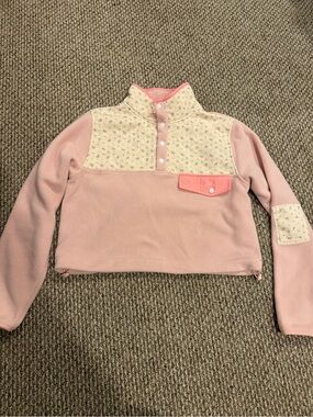 AS Revival Women’s Light Pink Fleece Pullover Top with Printed Detail Size XS